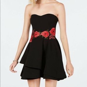 Strapless fit and flare dress with flowers
